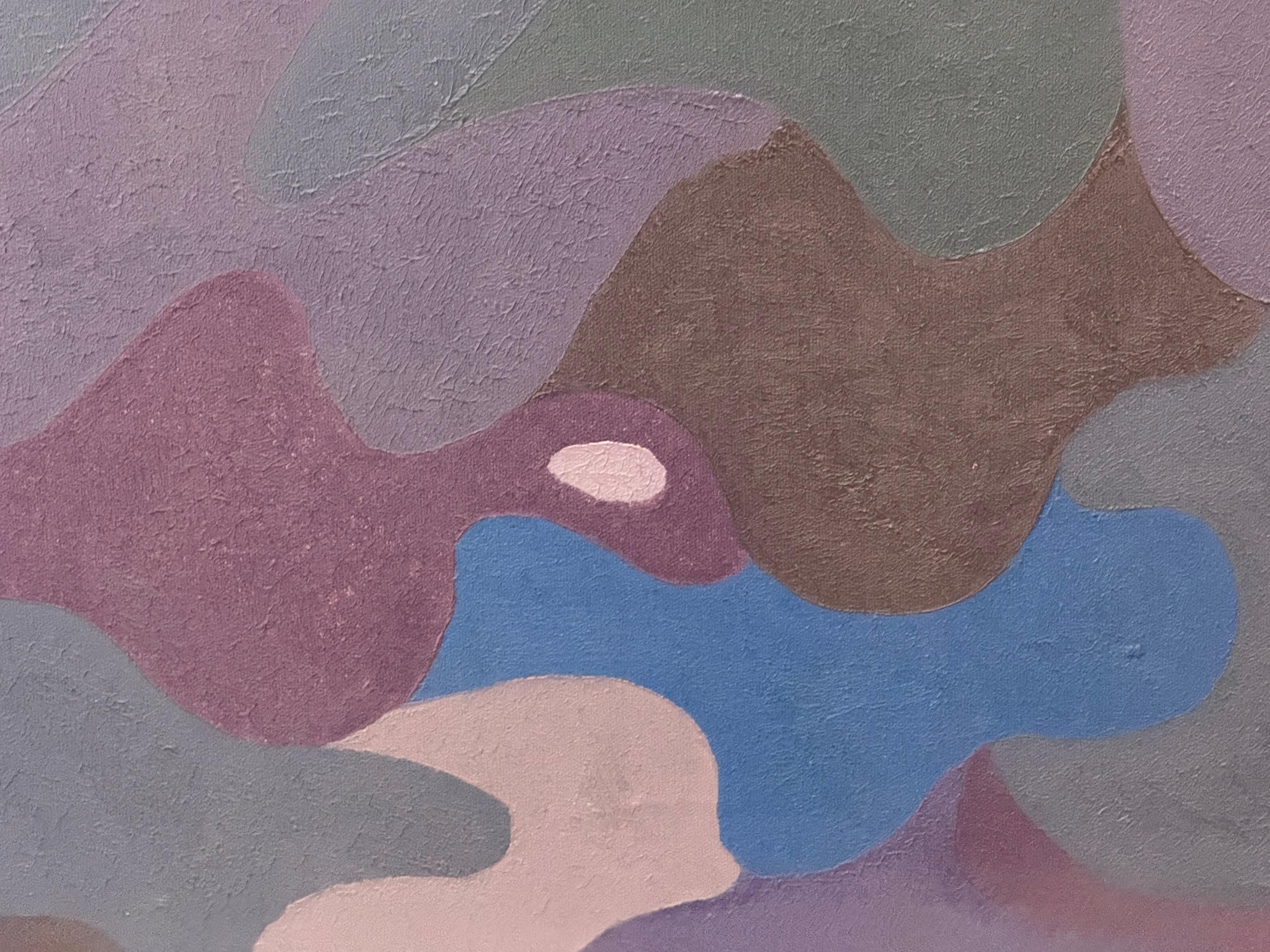 Peinture acrylique abstraite mauve  par Stanley Donald Tschopp Tschopp en vente 4