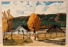 Primo giorno di scuola, 20° secolo Illustrazione di un paesaggio autunnale