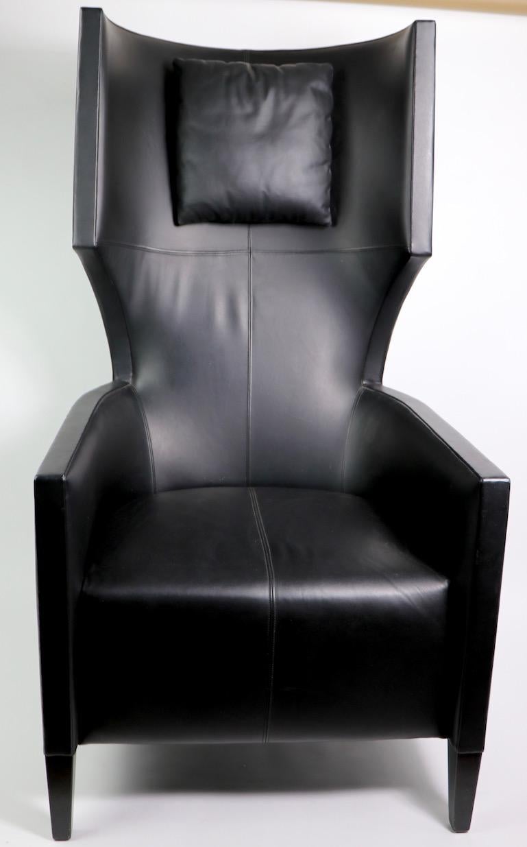 black leather wingback chair