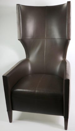 Stanley Friedman for Brueton Brown Leather Wing Chair
