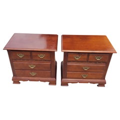Stanley Furniture Chippendale Mahogany Bedside Tables Nightstands, a Pair