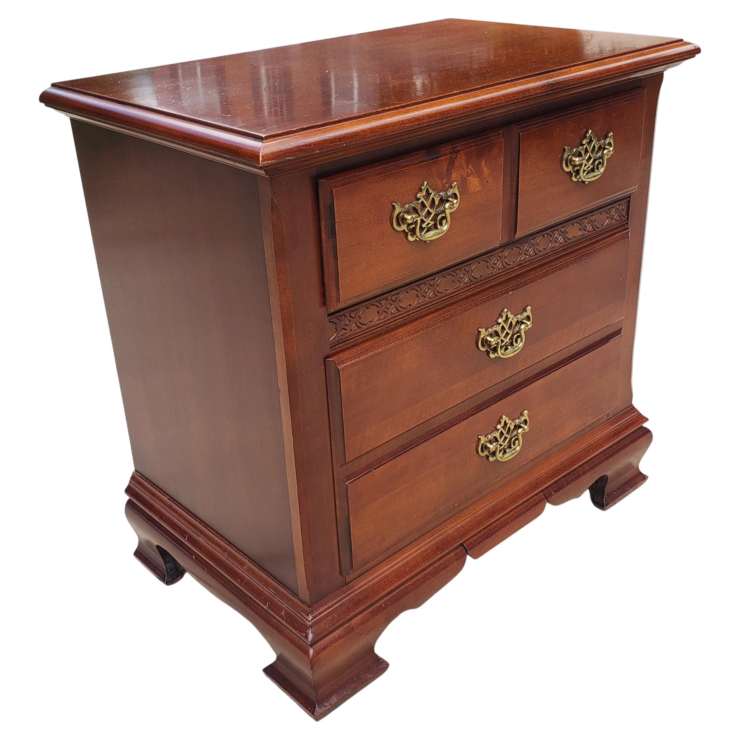 Woodwork Stanley Furniture Chippendale Mahogany Bedside Tables Nightstands, a Pair For Sale