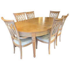 Stanley Furniture Continental Round Table and 6 Chairs and Two Leaves