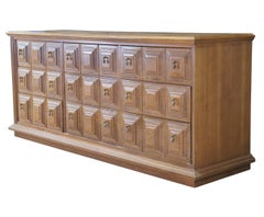 Stanley Furniture Midcentury Brutalist Oak Triple Dresser Chest of Drawers MCM