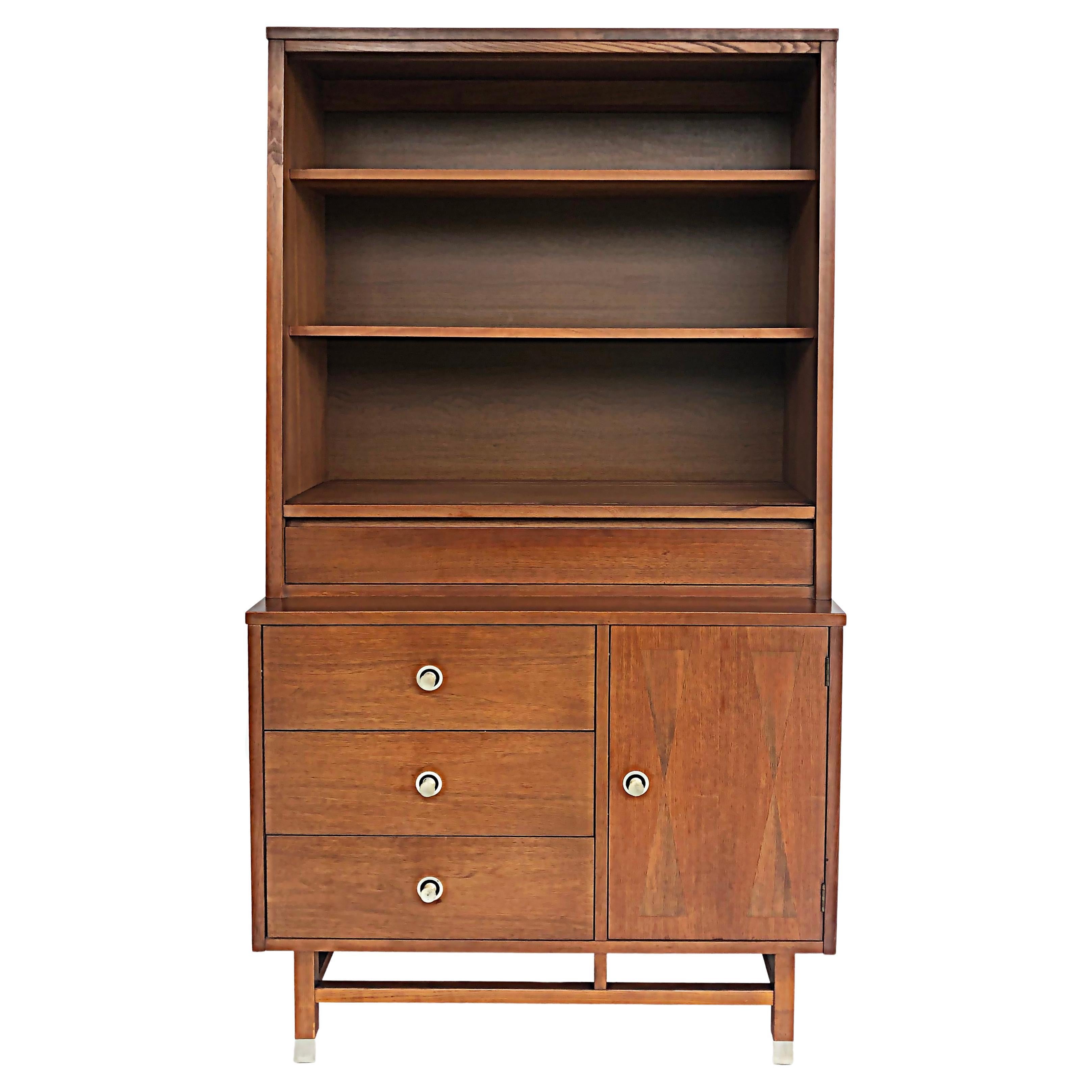 Stanley Furniture Mid-Century Walnut Rosewood China Cabinet by H Paul Browning