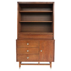Stanley Furniture Mid-Century Walnut Rosewood China Cabinet by H Paul Browning