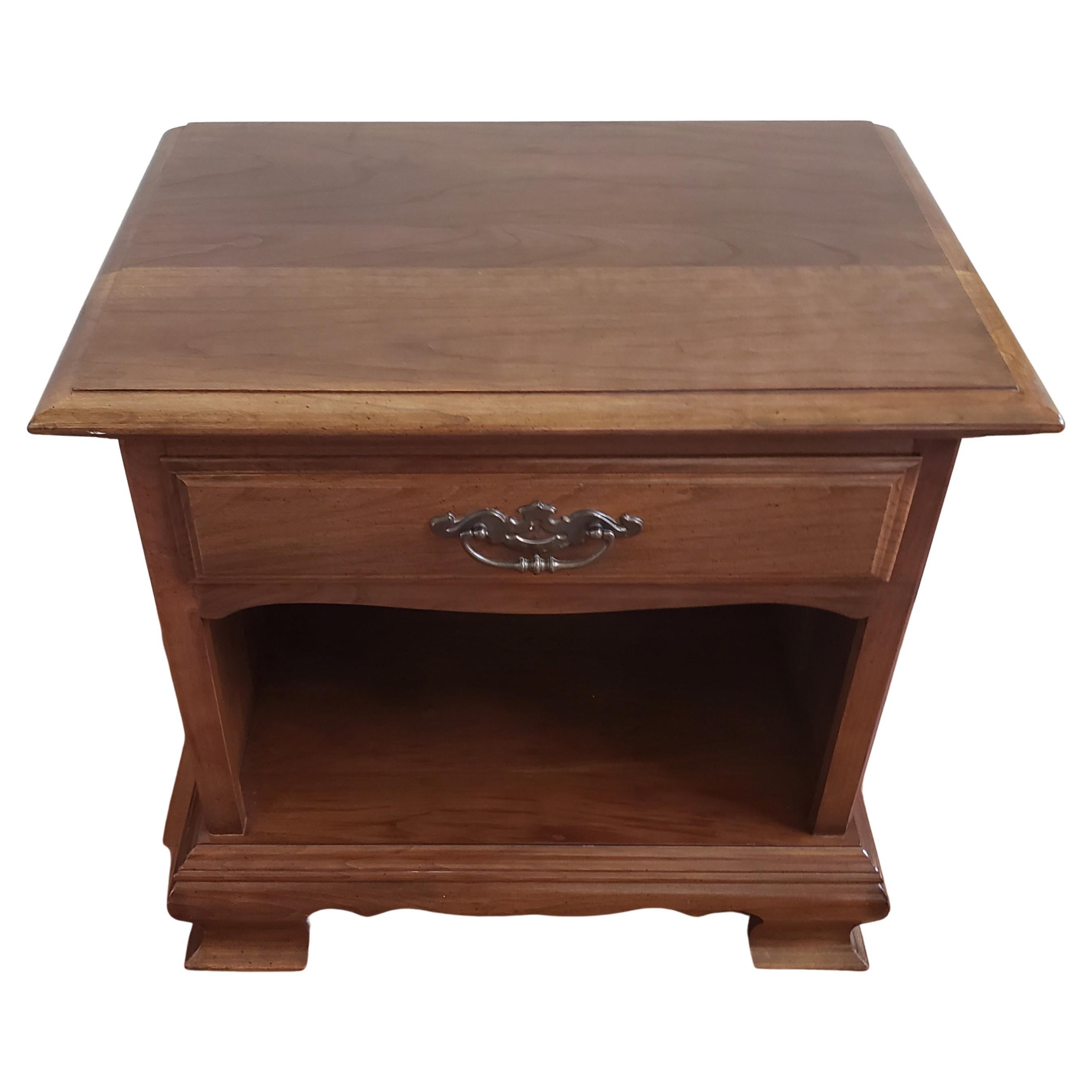Chippendale Stanley Furniture Solid Cherry Single Drawer Bedside Table Nightstand For Sale