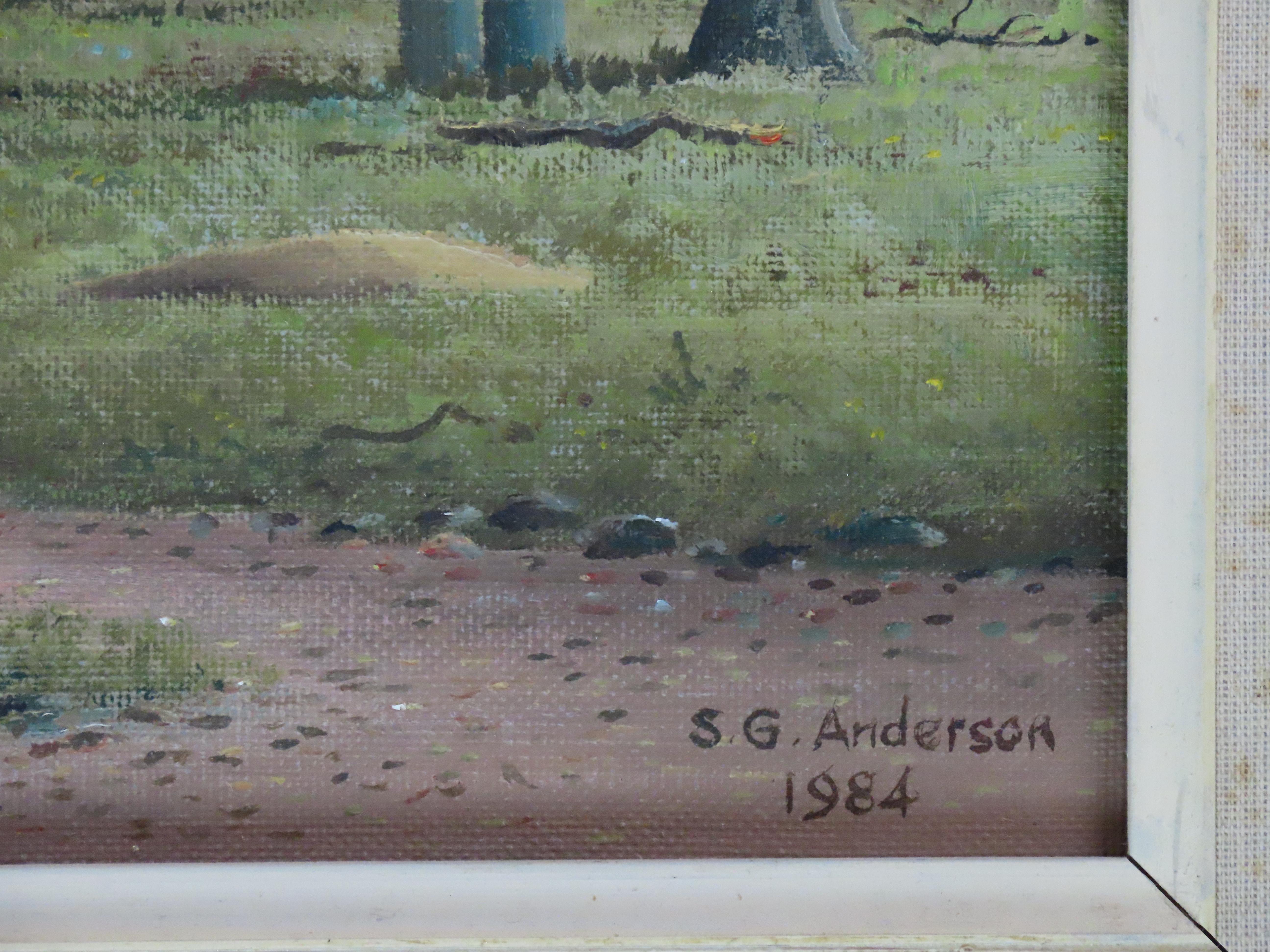 Original Ölgemälde auf Leinwand, STANLEY G. ANDERSON, „Die Weiden, Cambs“, Öl im Angebot 5