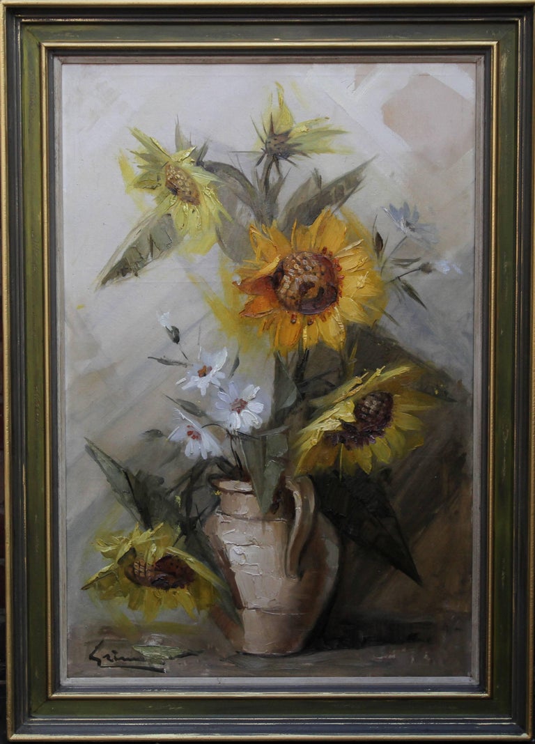 Stanley Grimm - Sunflowers - British art 1960's Impressionist still ...