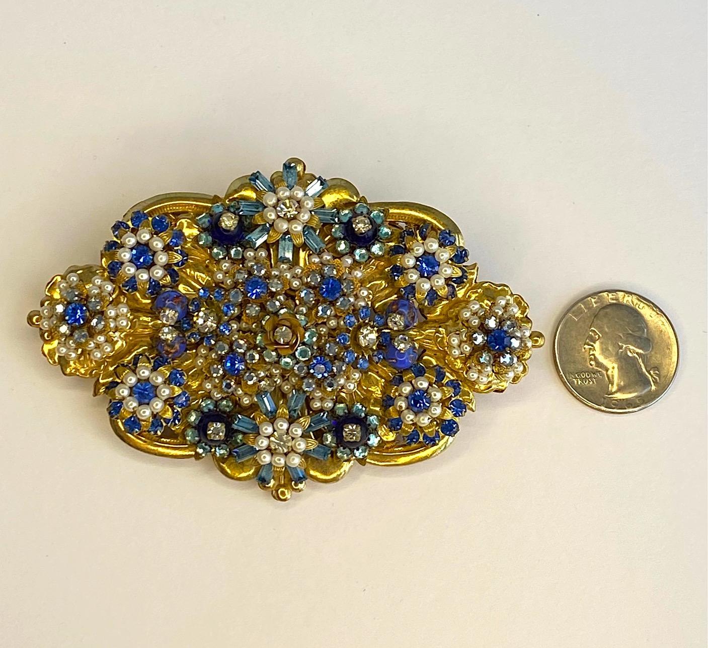 blue rhinestone brooch