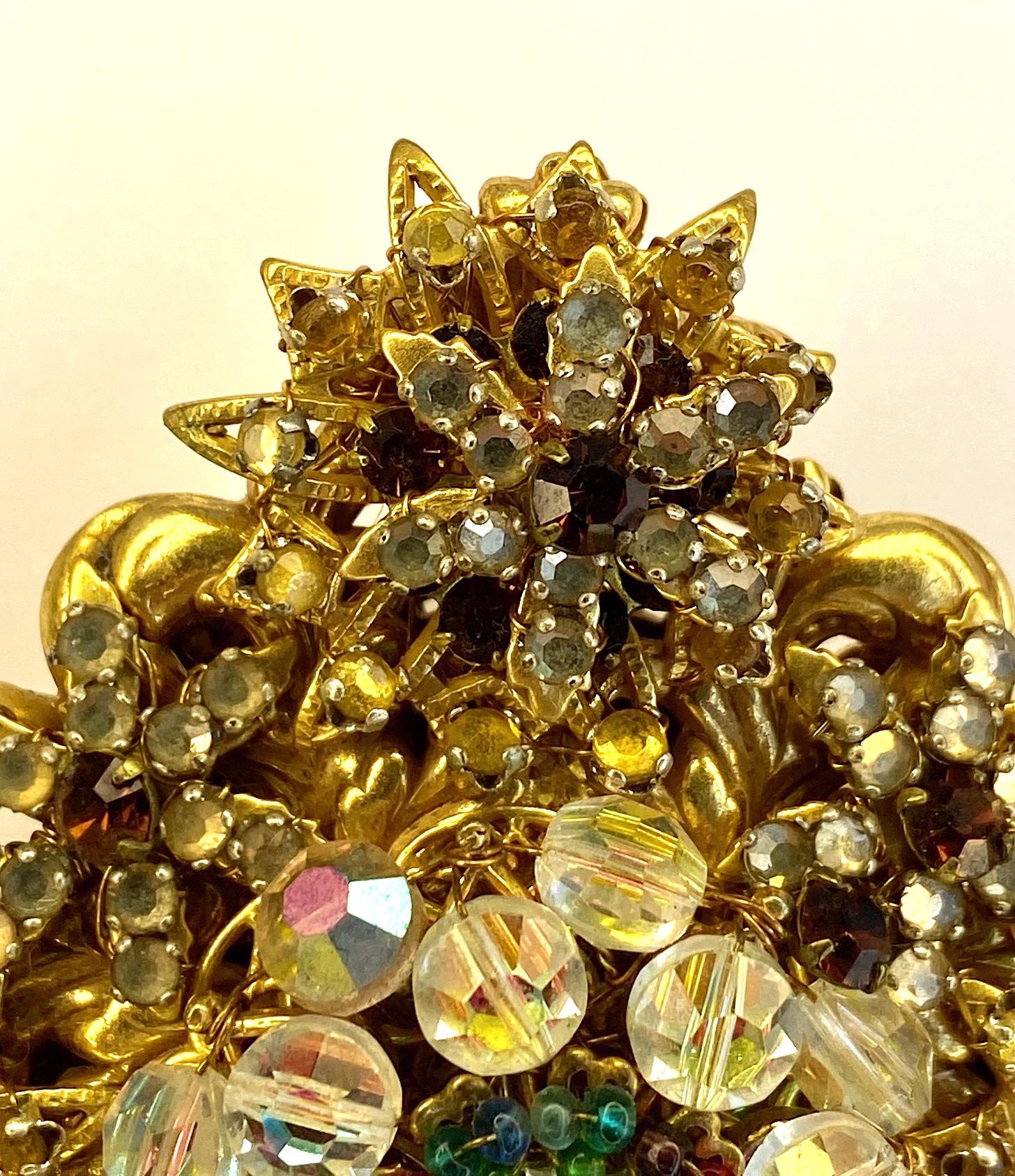 Women's Stanley Hagler Gold with Crystals Brooch