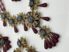 Stanley Hagler NYC Set di perline in ottone con gocce di vetro viola