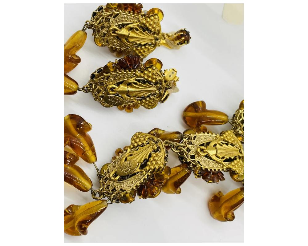 STANLEY HAGLER NYC Messing Tigerauge Glastropfen Perlenkette Armband und Ohrring im Angebot 9