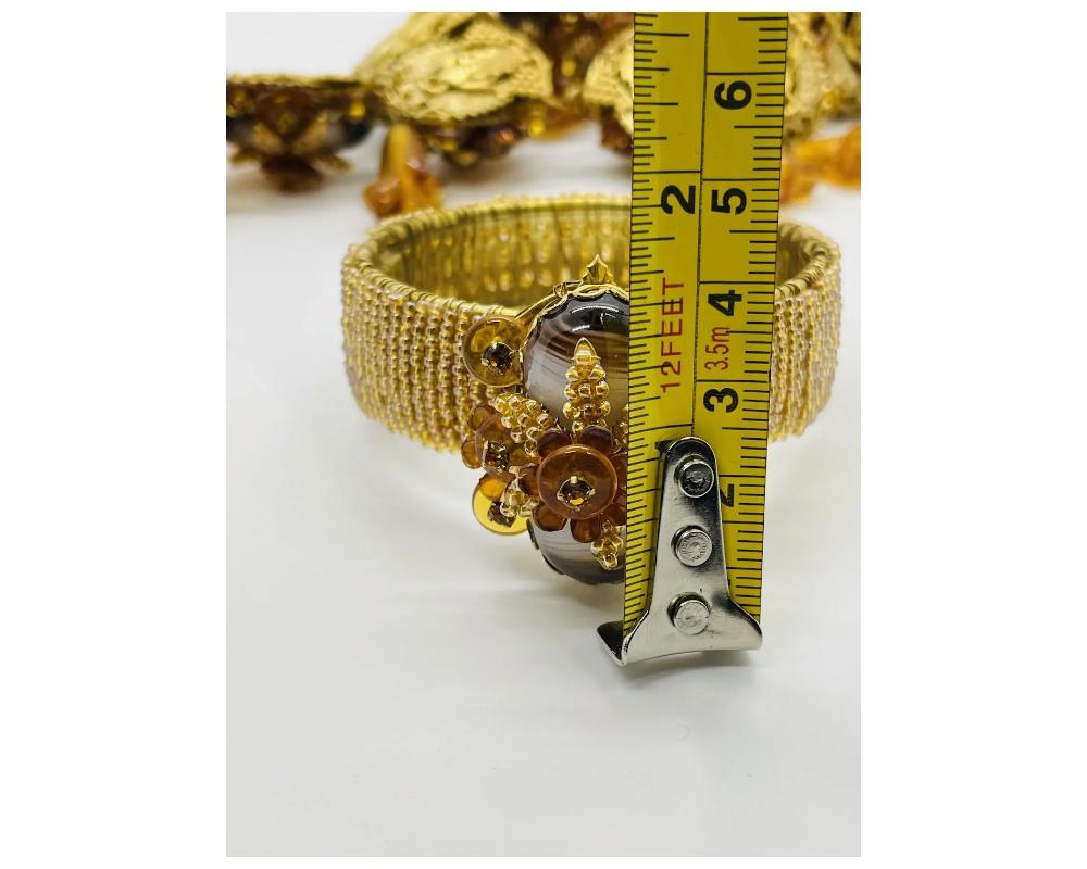 STANLEY HAGLER NYC Messing Tigerauge Glastropfen Perlenkette Armband und Ohrring im Angebot 5