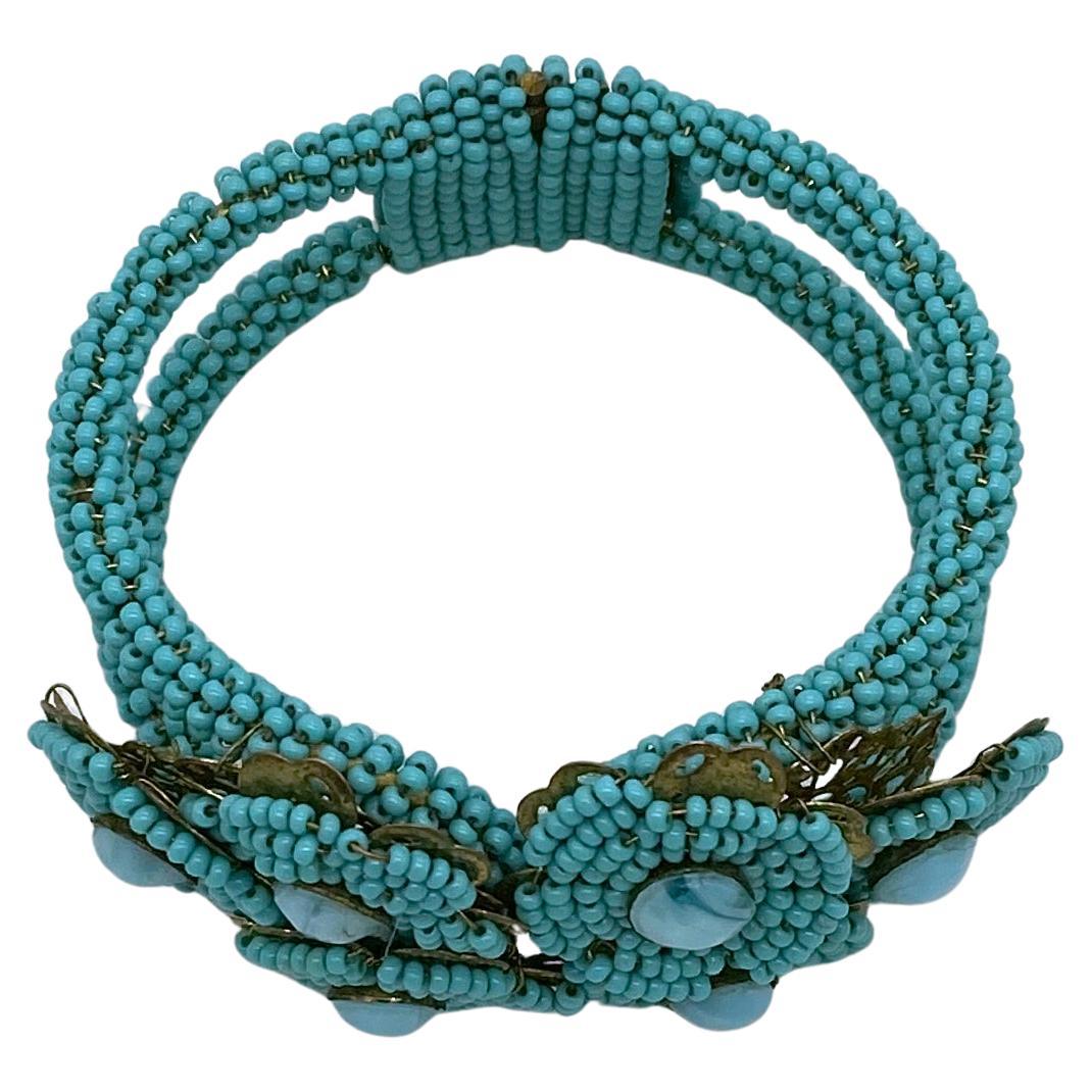 Artisan Bracelet à charnière turquoise style Stanley Hagler en vente