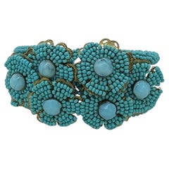 Vintage Stanley Hagler Style Turquoise Hinge Clamper Bracelet