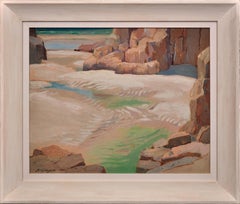 Pozas de marea en la playa de Porthcurno Cornualles La colonia de Lamorna Pintura al óleo de Cornualles