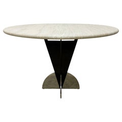 Stanley J Friedman Arrowhead Dining Table With Custom Travertine Top for Brueton