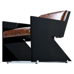 Stanley Jay Friedman Caesar Schwarzer Lack und Leder Sessel