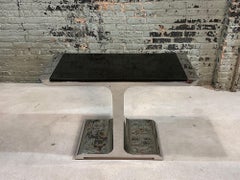 Console en acier inoxydable « aigle » avec pierre de Stanley Jay Friedman pour Brueton, 1980