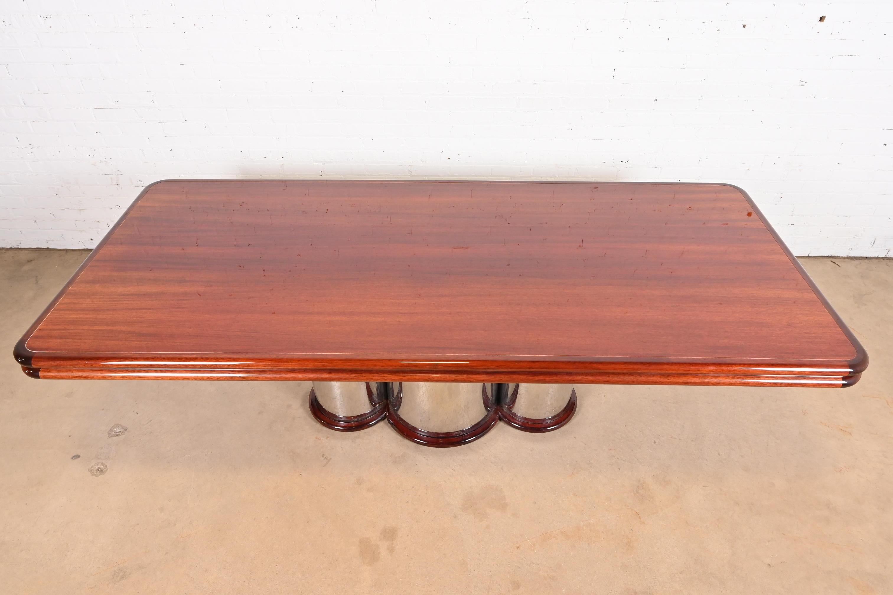 Fin du 20e siècle Table de salle à manger sur piédestal de style mi-siècle moderne de Stanley Jay Friedman pour Brueton en vente