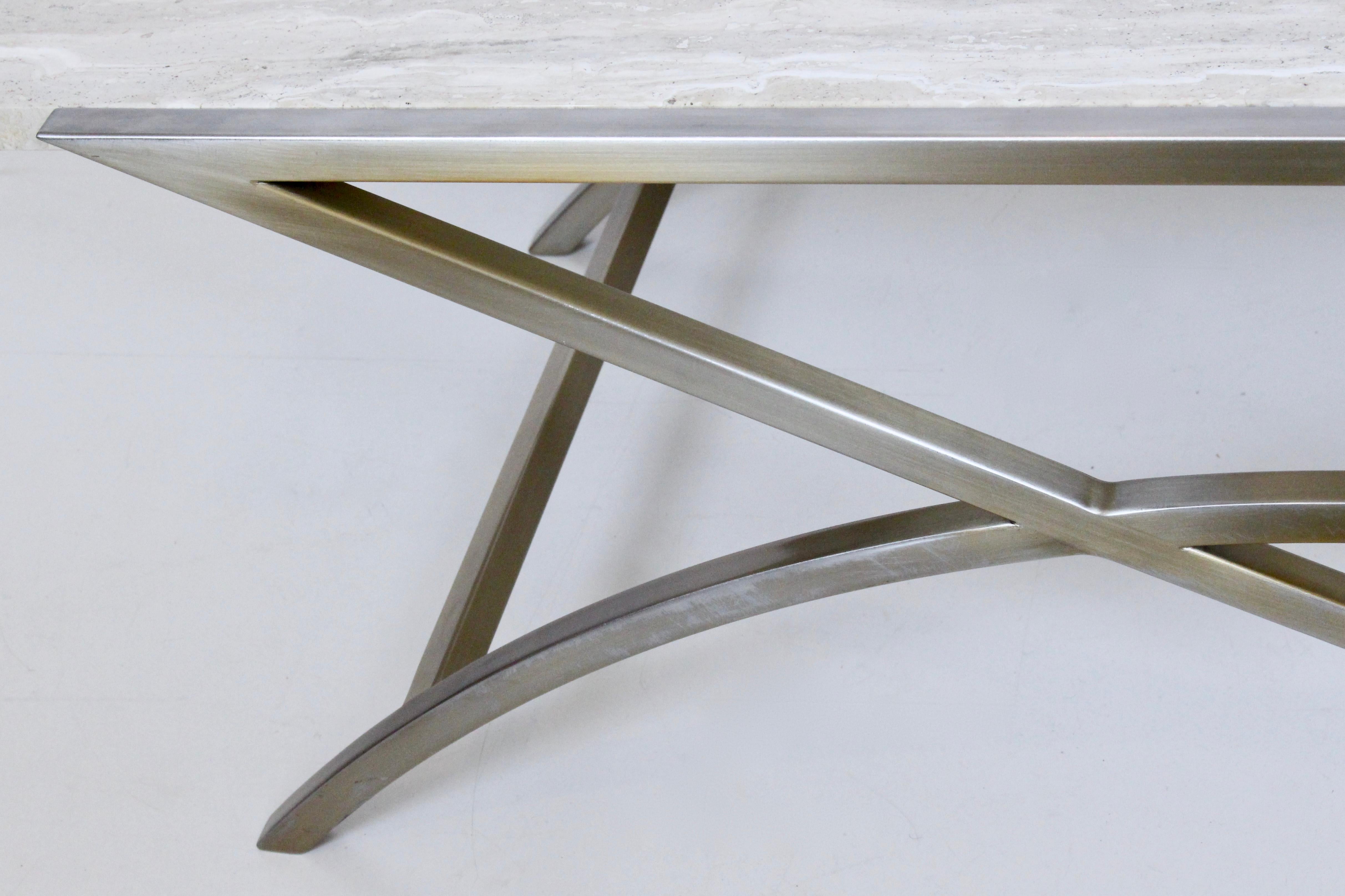 Stanley Jay Friedman for Brueton Stainless & Travertine 