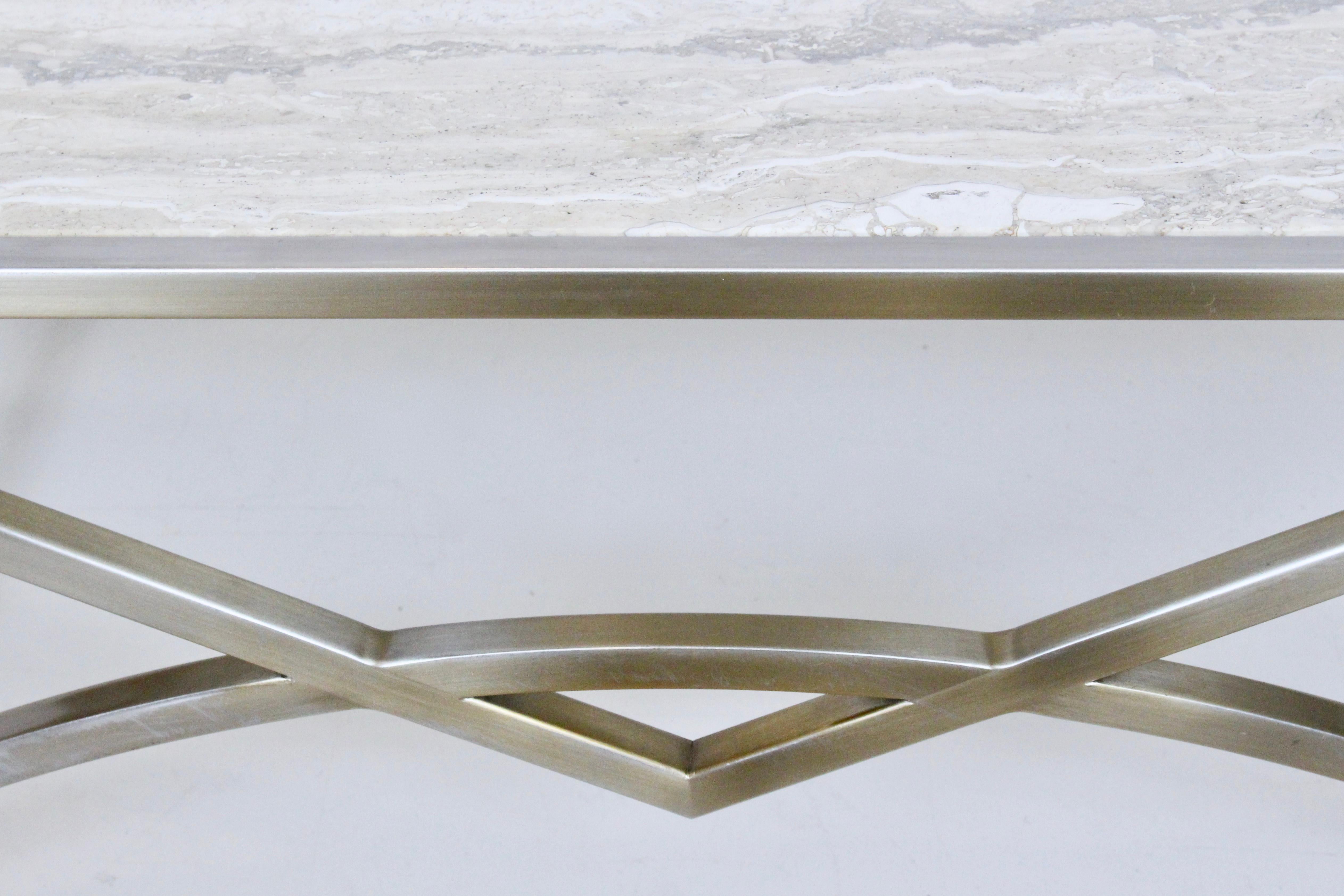Stanley Jay Friedman for Brueton Stainless & Travertine 