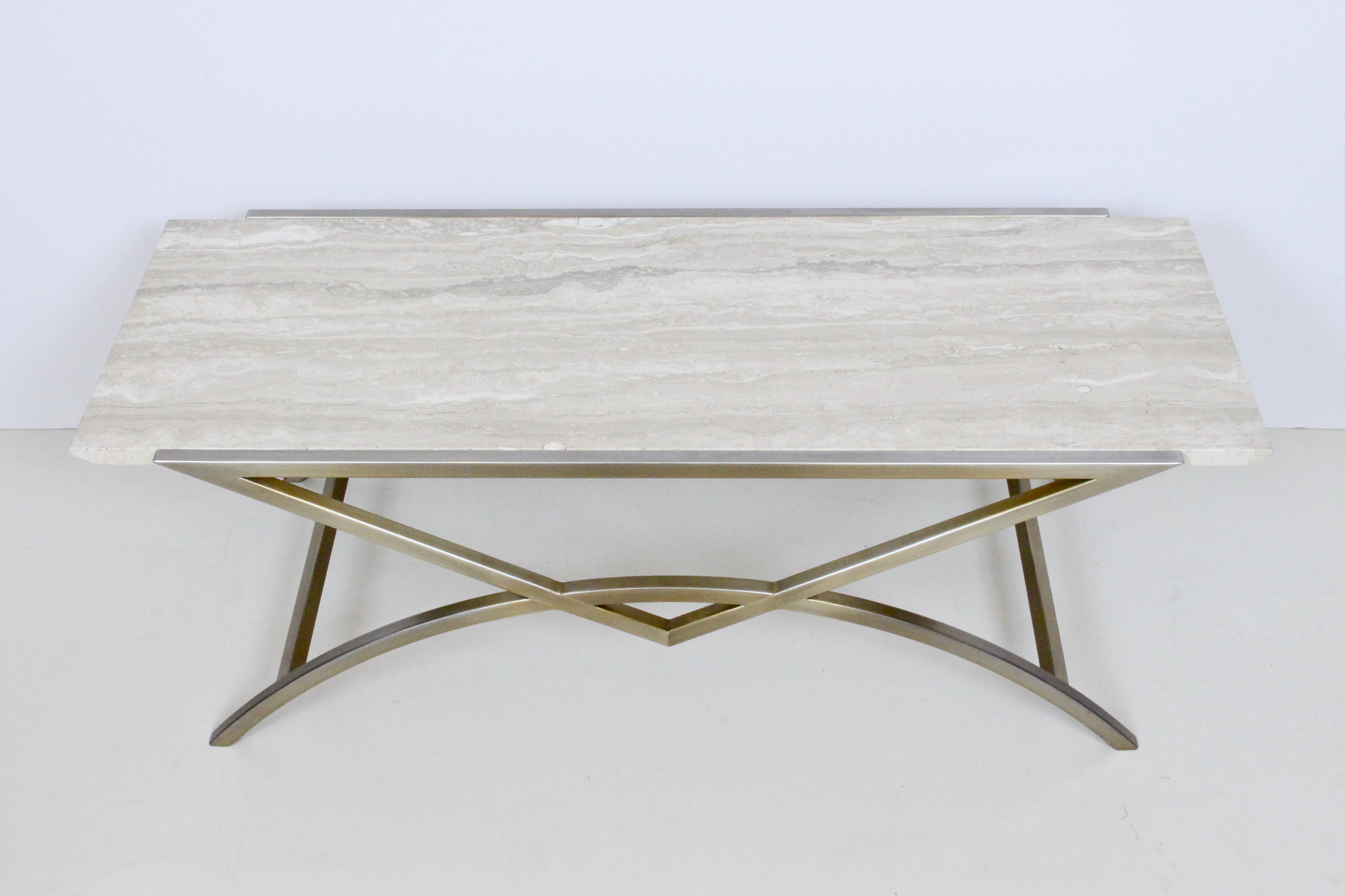 Stanley Jay Friedman for Brueton Stainless & Travertine 