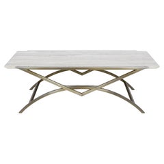 Stanley Jay Friedman for Brueton Stainless & Travertine "Butterfly" Coffee Table