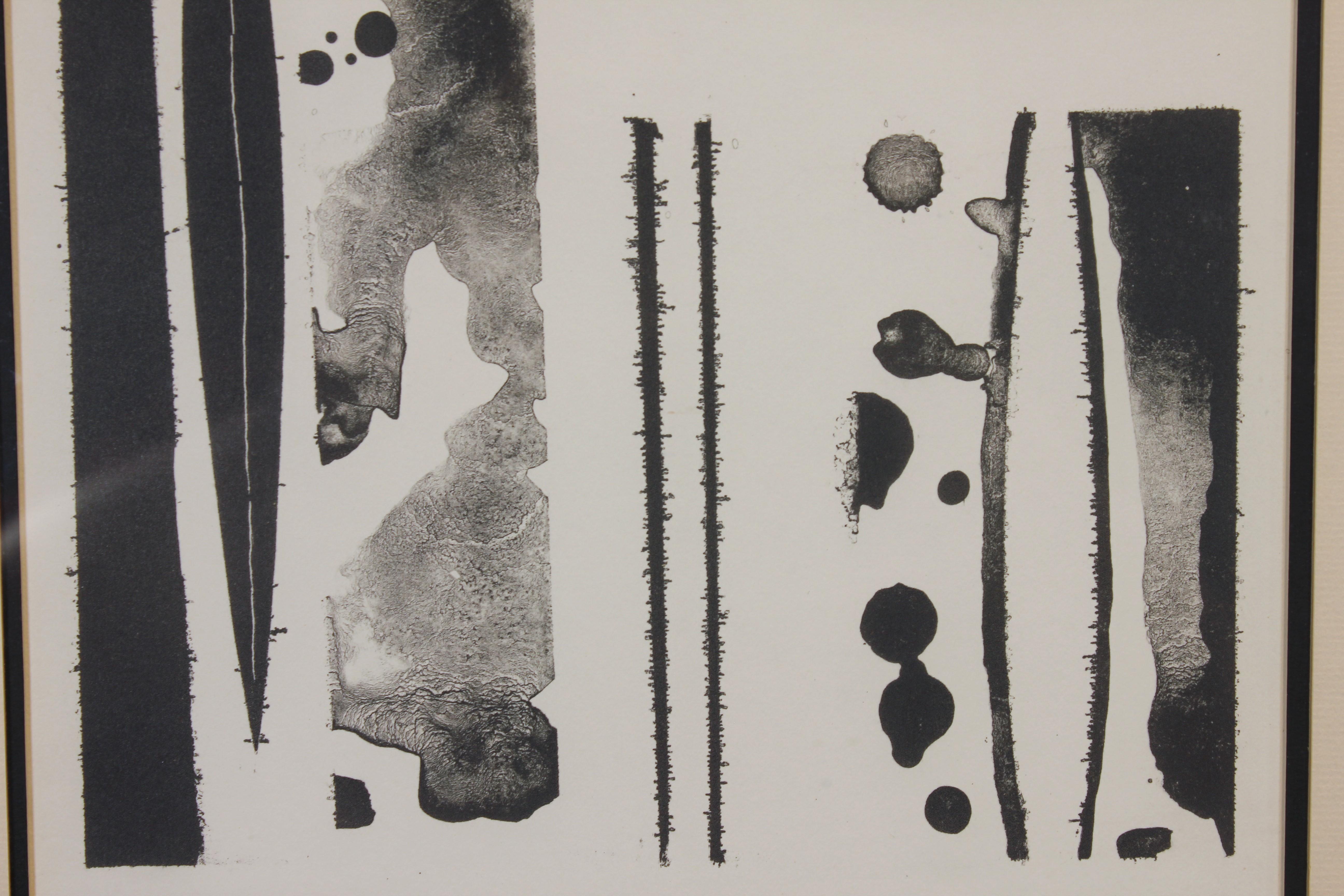Untitled Black and White Abstract Viscosity Print Edition 12/20 - Modern Art by Stanley Lea