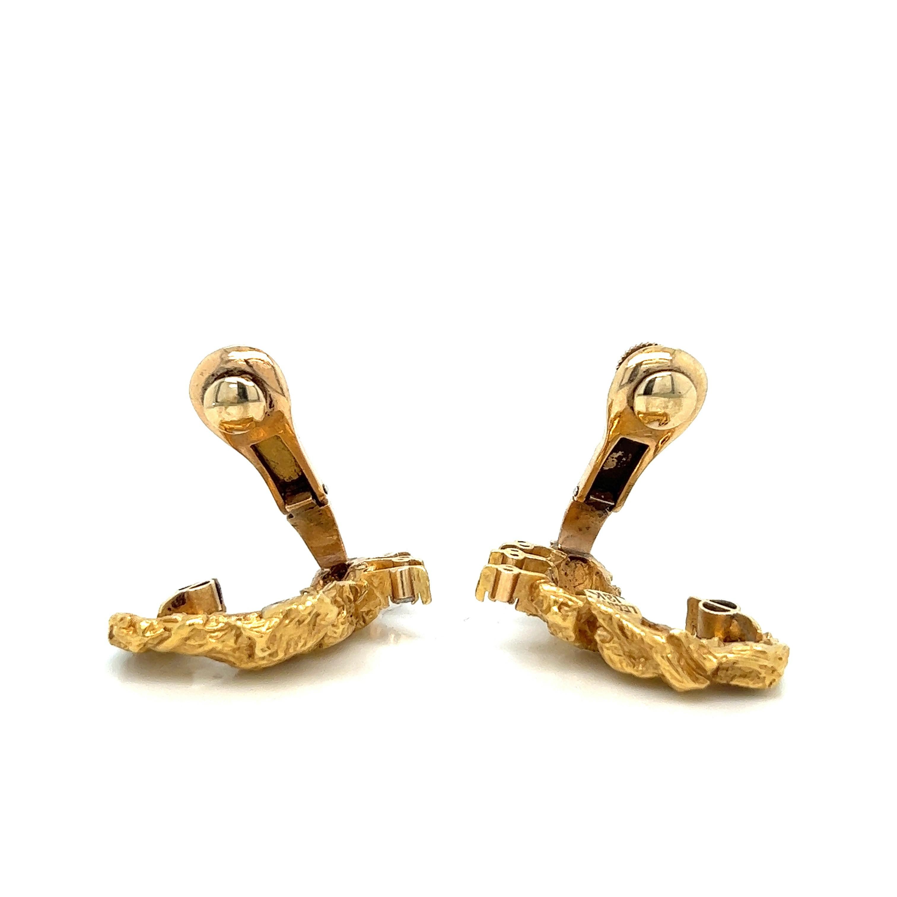 Stanley Lechtzin Gold Ruby Diamond Ear Clips In Good Condition For Sale In New York, NY
