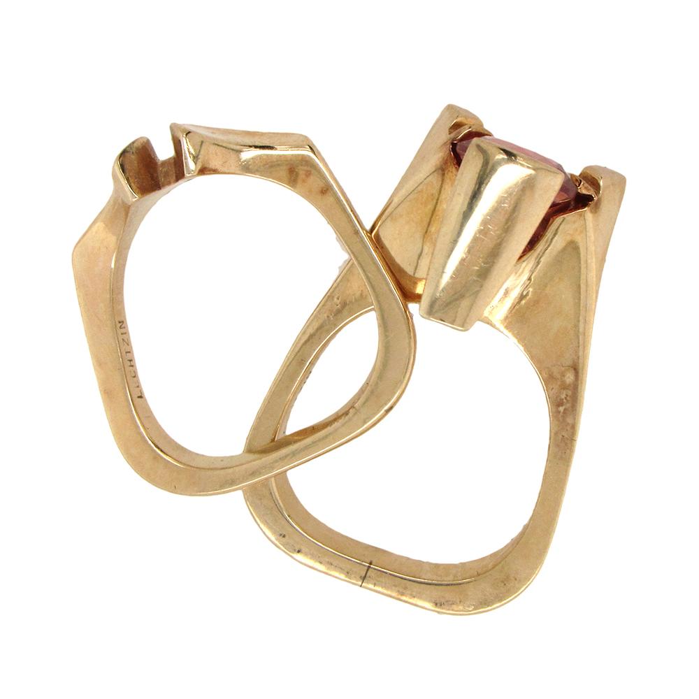 Stanley Lechtzin Rosa Turmalin-Ring-Set im Zustand „Gut“ in New York, NY