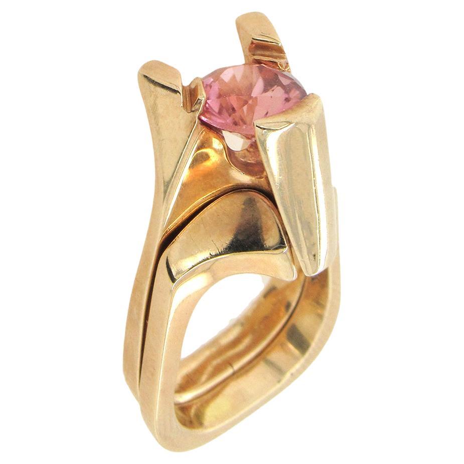 Stanley Lechtzin Pink Tourmaline Ring Set For Sale at 1stDibs