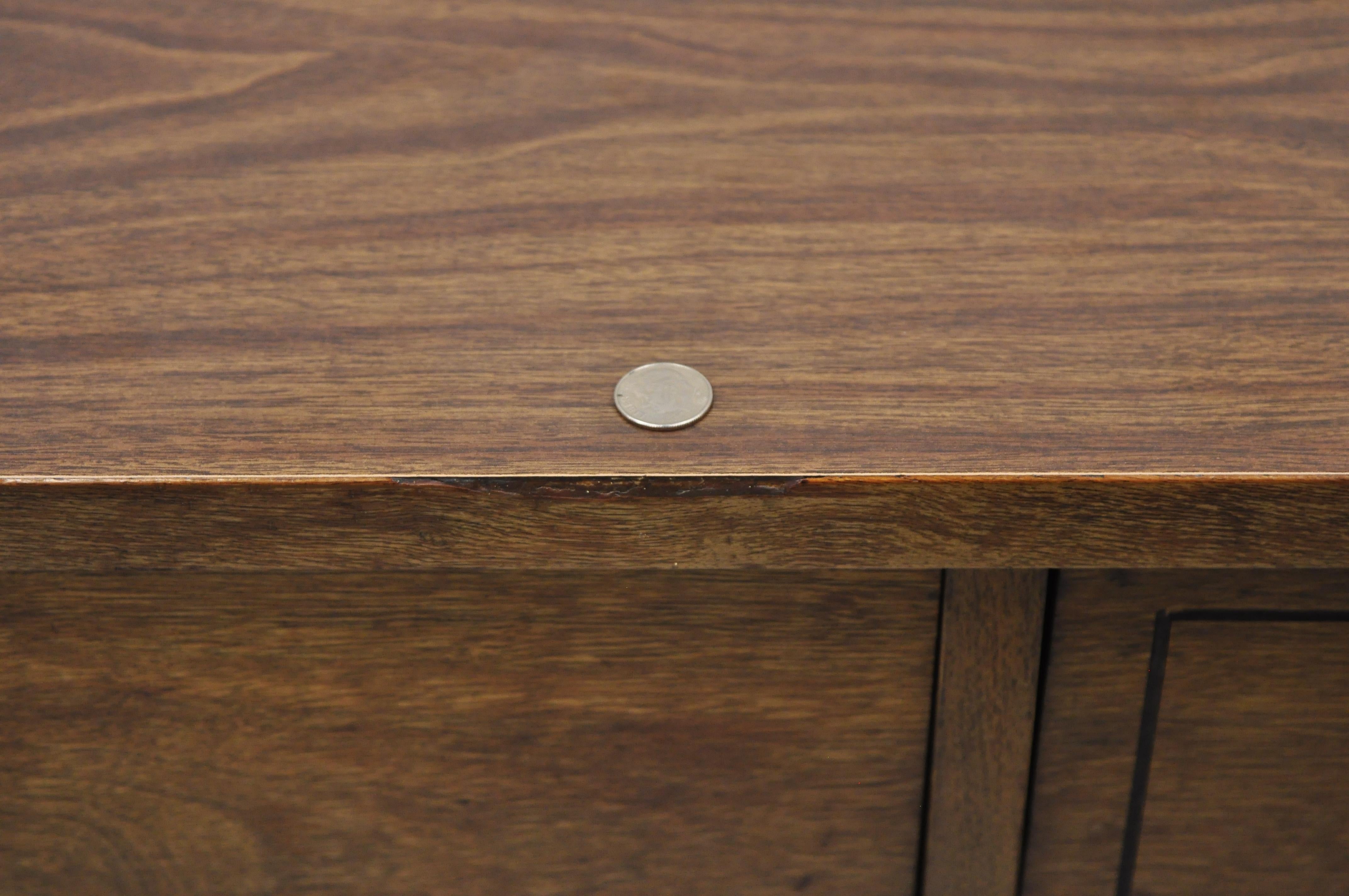 Laminate Stanley Mid-Century Modern Walnut and Formica Top Six Drawer Credenza Dresser