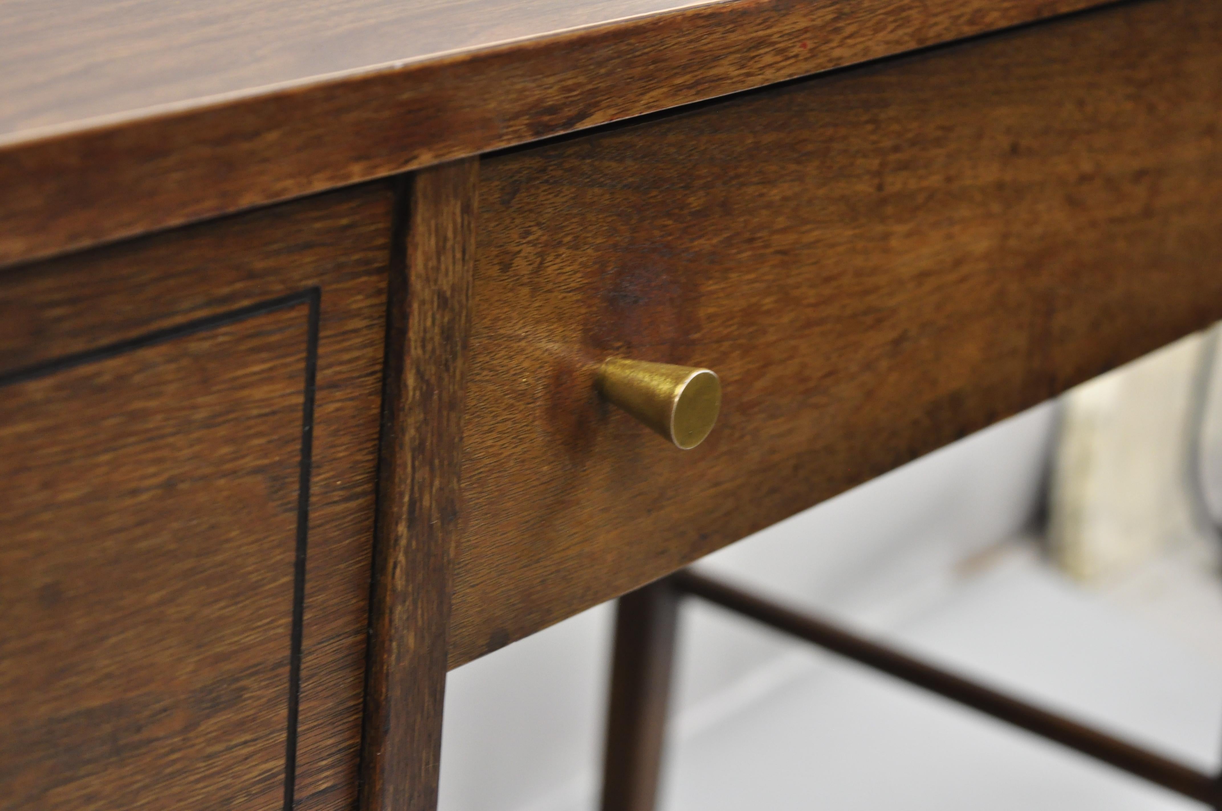 20th Century Stanley Mid Century Modern Walnut and Formica Writing Kneehole Work Desk