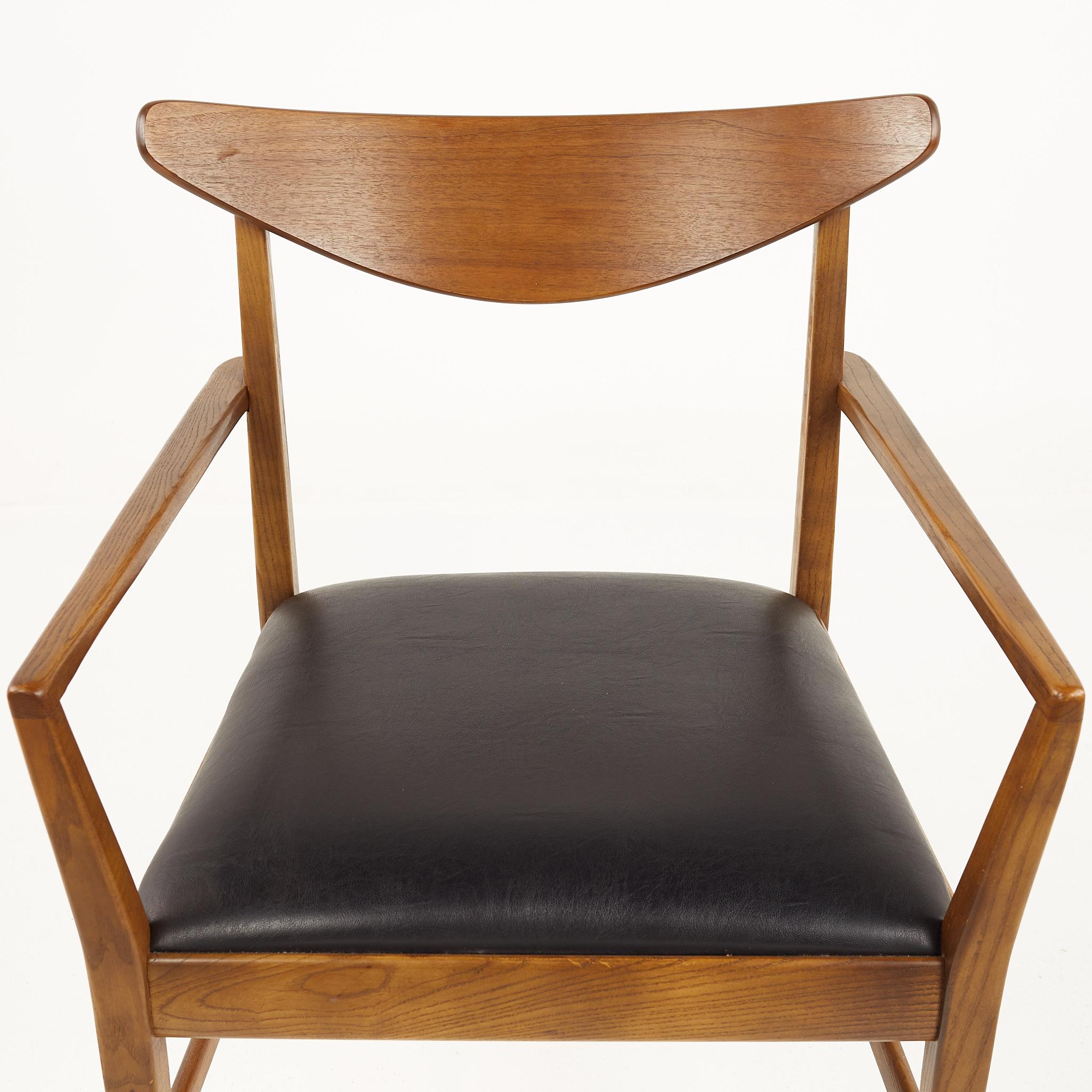 Stanley Mid Century Walnut Cats Eye Dining Chairs, Set of 6 4