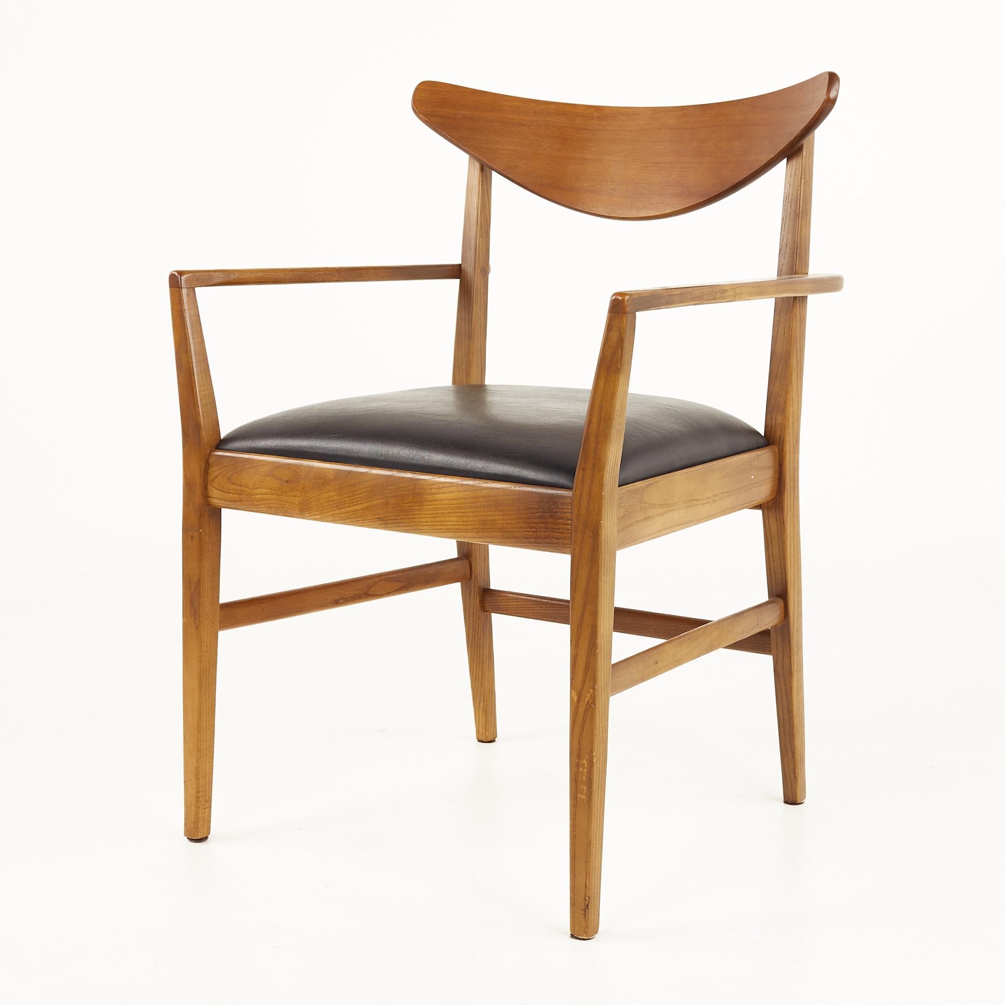 Stanley Mid Century Walnut Cats Eye Dining Chairs, Set of 6 7