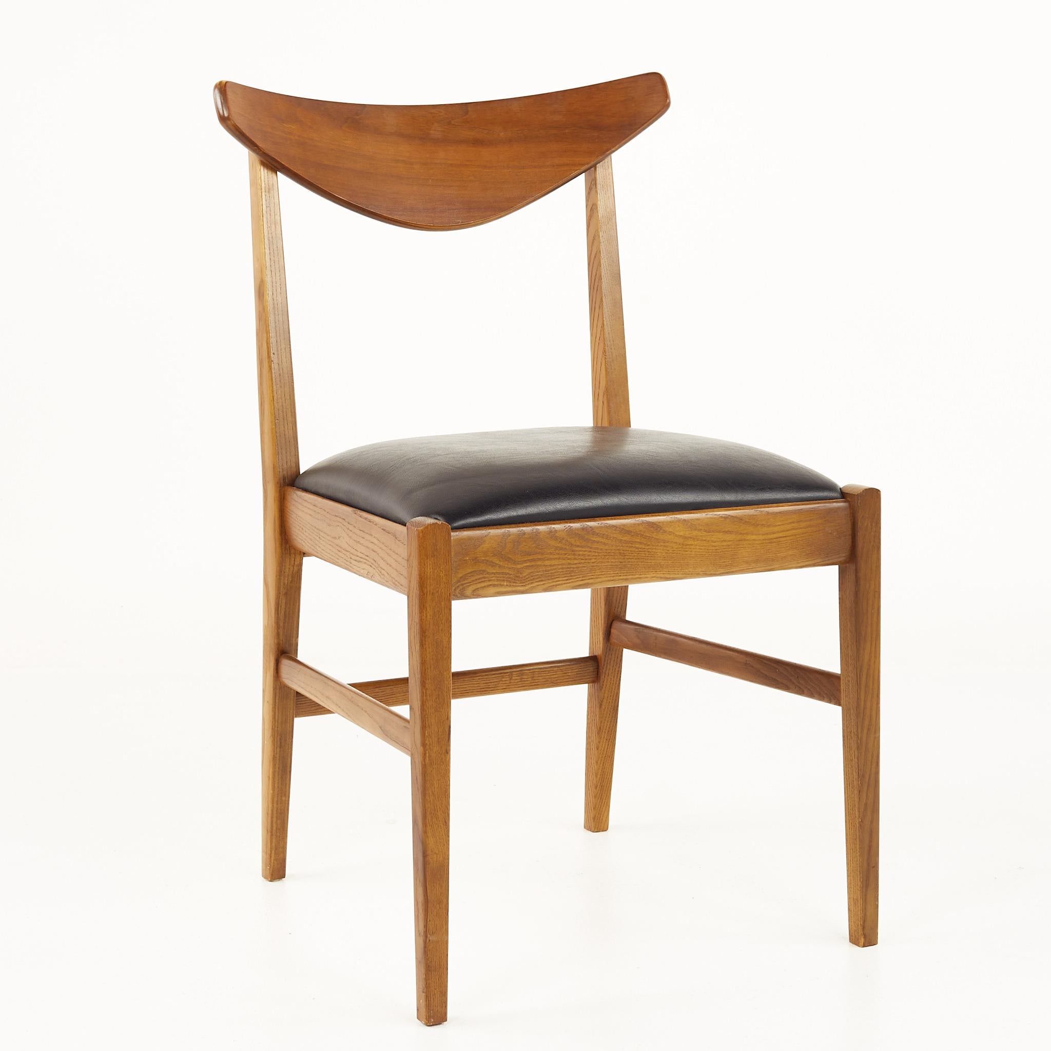 American Stanley Mid Century Walnut Cats Eye Dining Chairs, Set of 6