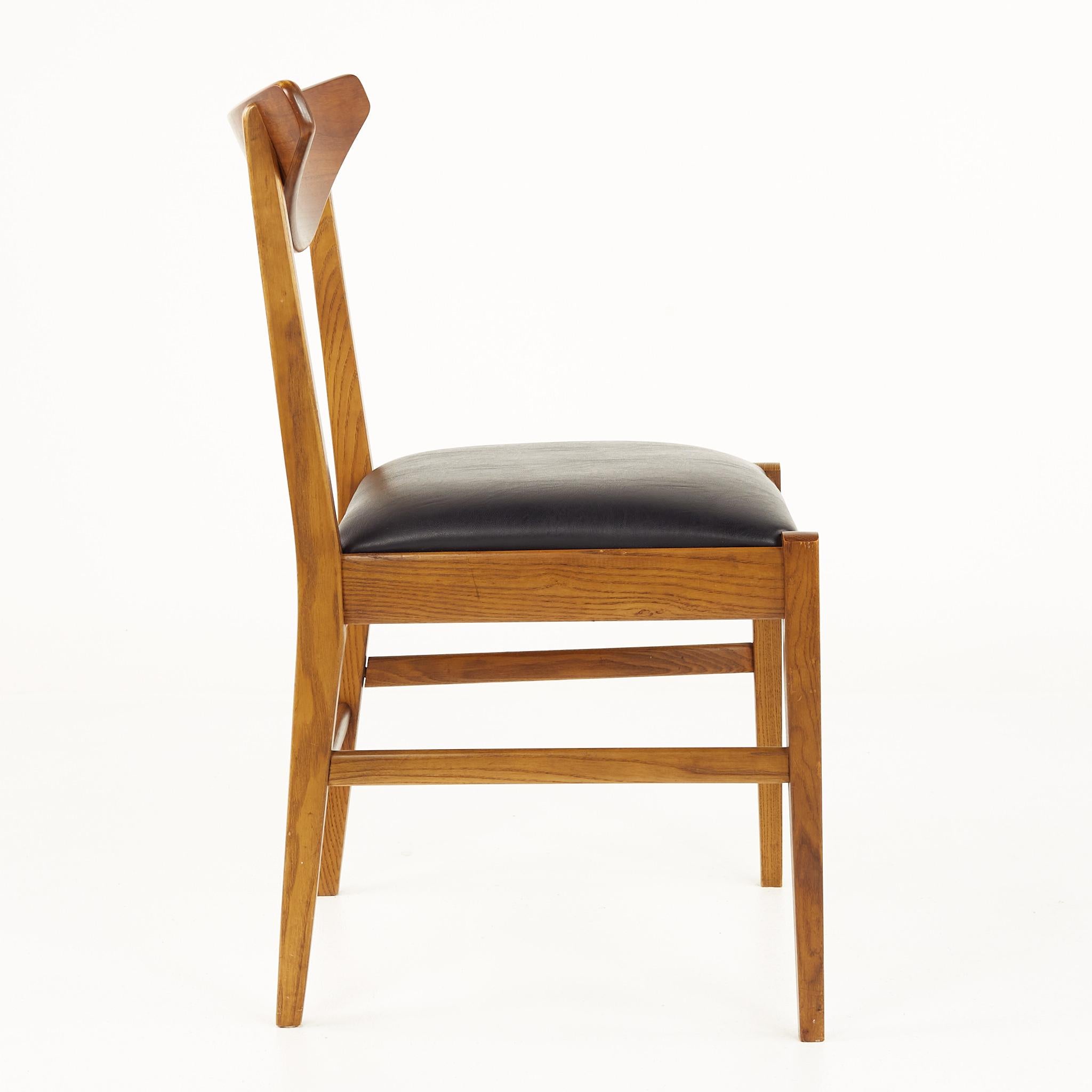 Upholstery Stanley Mid Century Walnut Cats Eye Dining Chairs, Set of 6