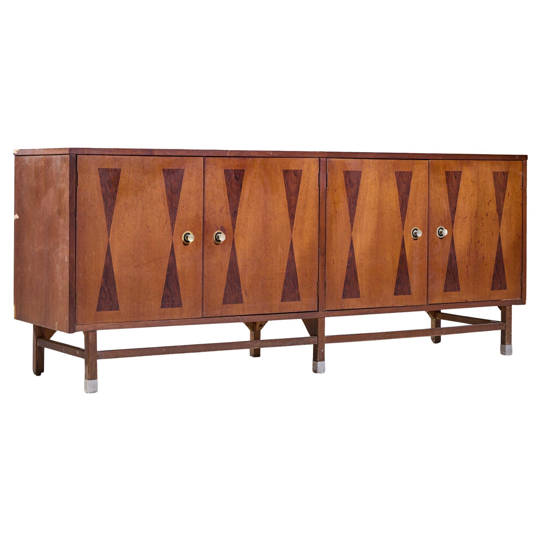 Stanley Mid Century Walnut Harlequin Credenza