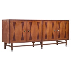 Stanley Mid Century Walnut Harlequin Credenza