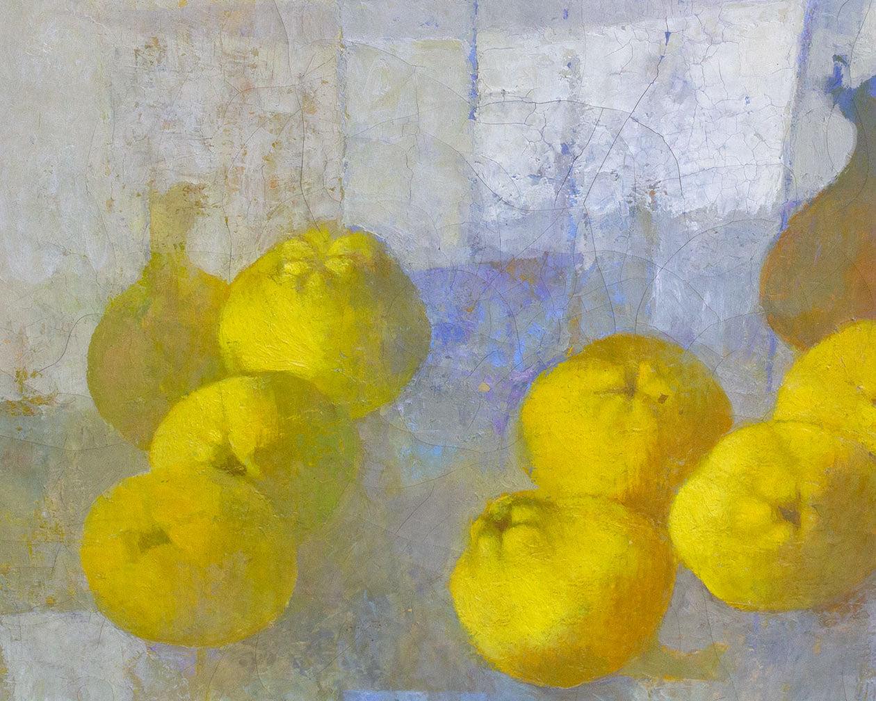 Stanley Mitruck Signé 1959 Quince Huile sur toile Nature morte abstraite Peinture en vente 2