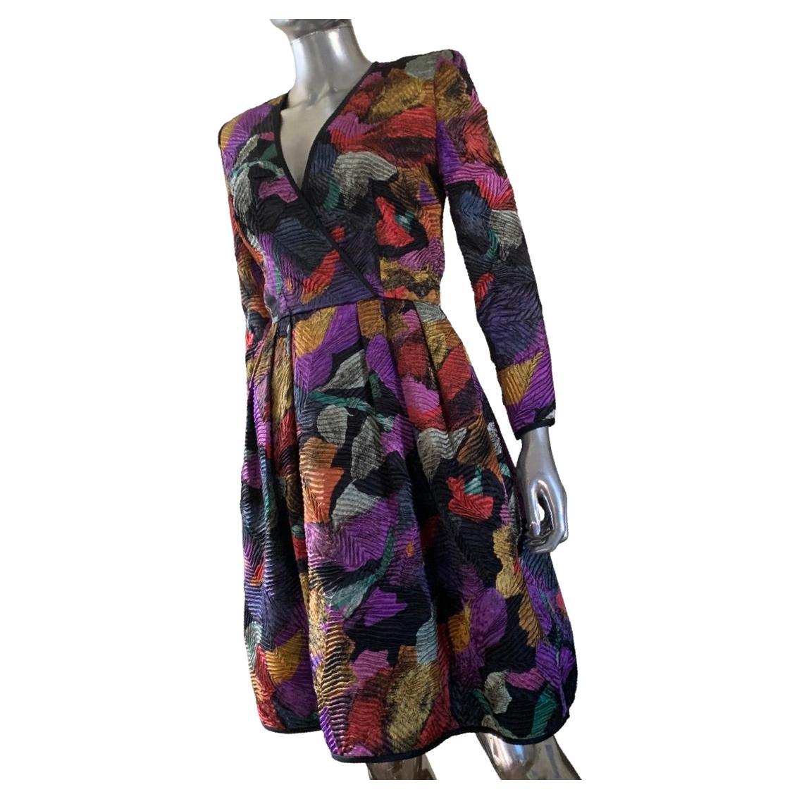 Stanley Platos and Martin Ross for Neiman Marcus Modern Art Plissé Dress Size 4