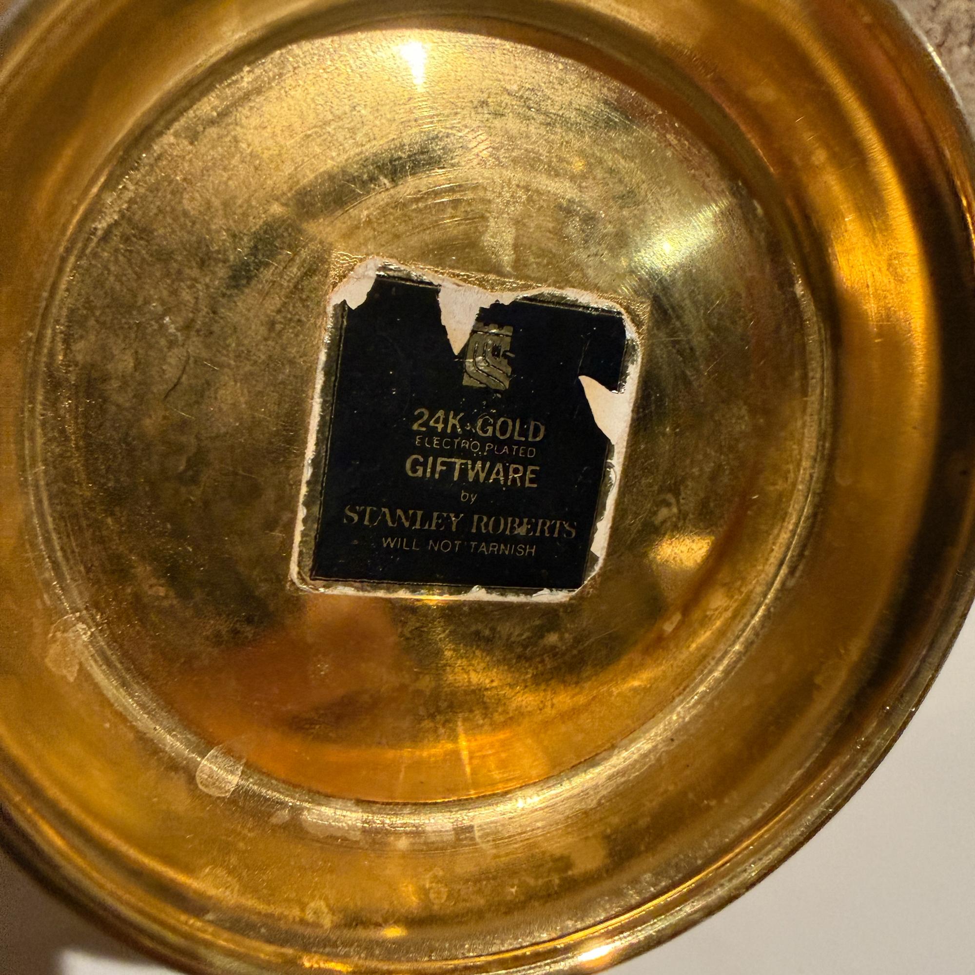 Stanley Roberts Ciotola con piede placcata 24k Hollywood Regency in vendita 2