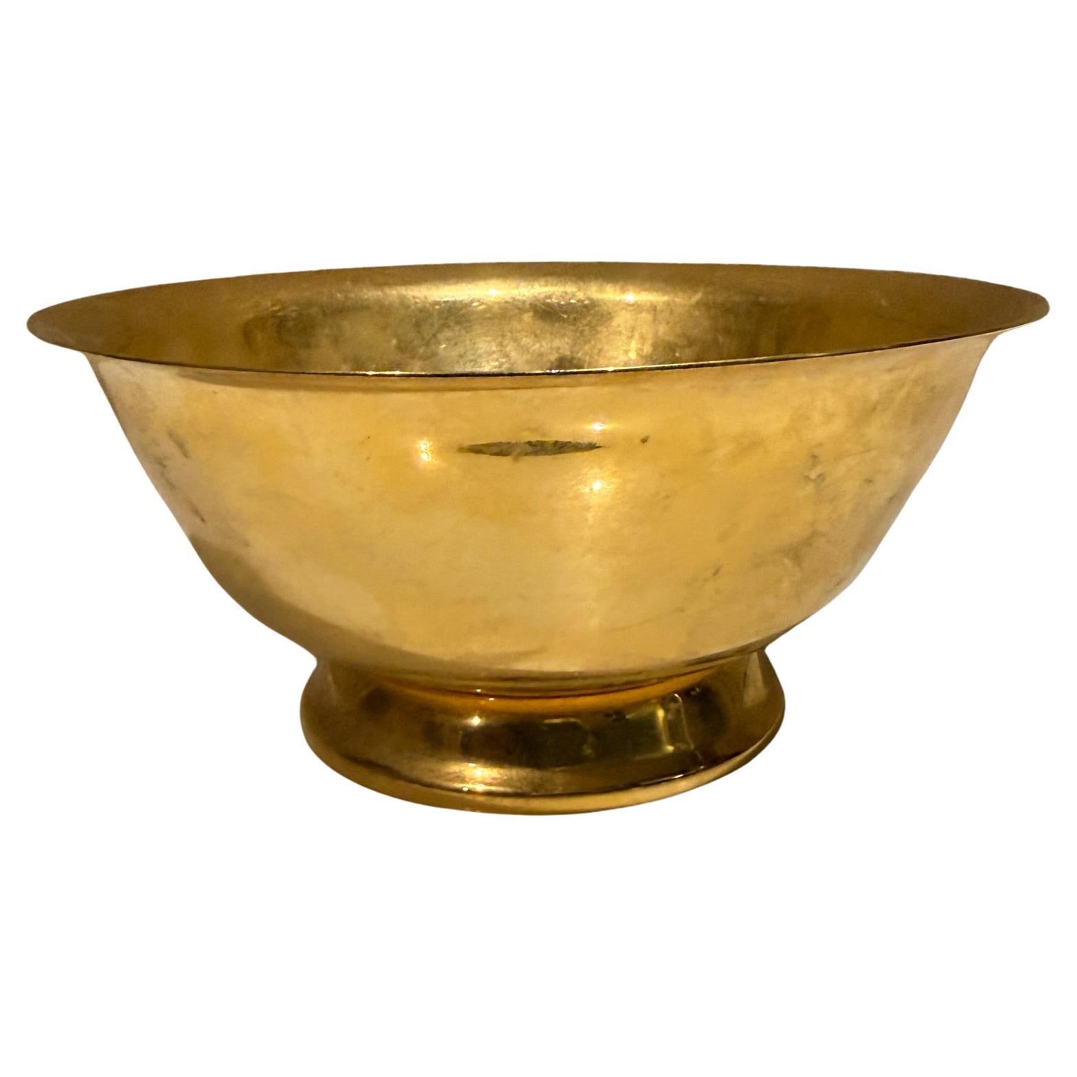 Stanley Roberts Ciotola con piede placcata 24k Hollywood Regency in vendita