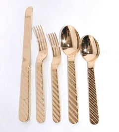 Stanley Roberts Besteck 40 Stück Gold "Zebra" Besteck Mid Century Modern