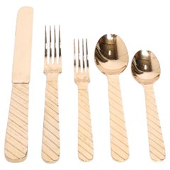 Stanley Roberts Besteck 40 Stück Gold "Zebra" Besteck Mid Century Modern