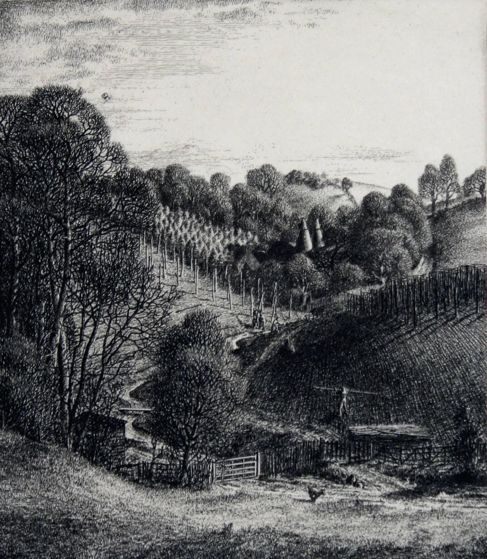 Stanley Roy Badmin, R.W.S, R.E., A.I.A., F.S.I.A. Landscape Print – Hop-Polsterhocker