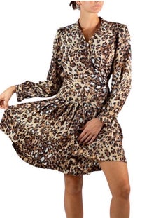 Stanley Sherman Leopard Print Silk Long Sleeve Dress Vintage Stanley Sherman Leopard Print Silk Long Sleeve Dress
