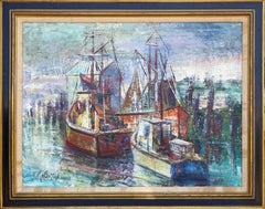 "Boats", Impressionist Oil Painting by Stanley Sobossek